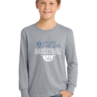 YOUTH Port & Company® Long Sleeve Core Cotton Tee BASKETBALL