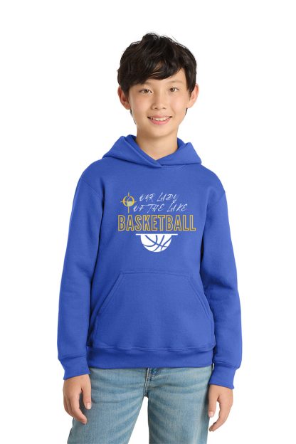 YOUTH Port & Company®Core Fleece Pullover Hooded Sweatshirt BASKETBALL - Image 2