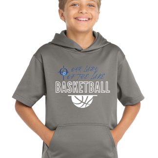 YOUTH Sport-Tek®Sport-Wick® Fleece Short Sleeve Hooded Pullover BASKETBALL